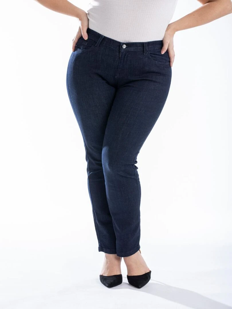 Jeans regular taille haute dos élastiqué OBR7 'OBER' Bleu