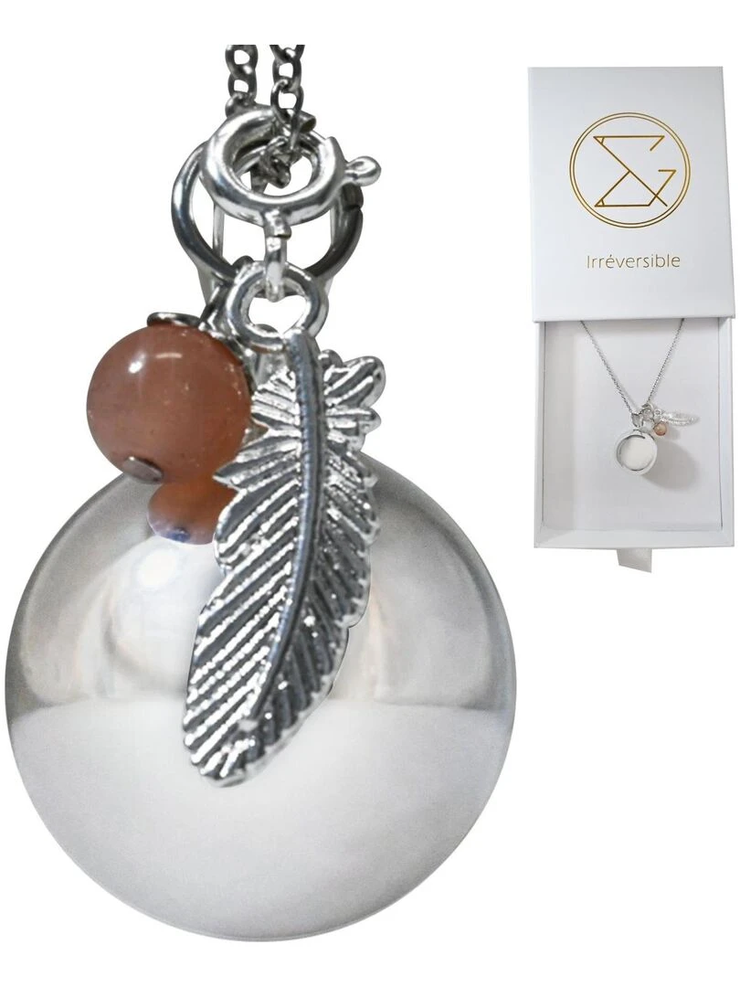 Bola de Grossesse SHANA Pierre du soleil et pendentif plume indienne Orange
