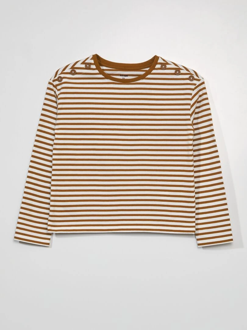 T shirt à manches longues imprimé à 'rayures' Marron