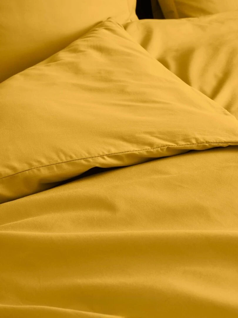 Housse de couette en percale de coton uni Jaune