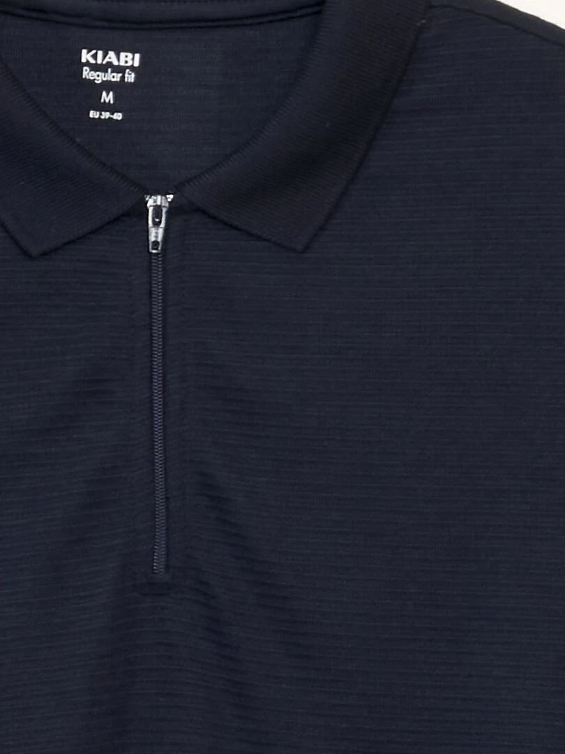 Polo à col zippé en maille texturée   Bleu