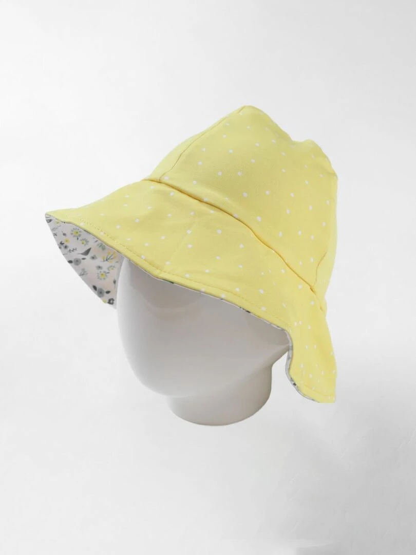 Chapeau réversible à imprimés fleuri  bleu/jaune   Archimède   Rose