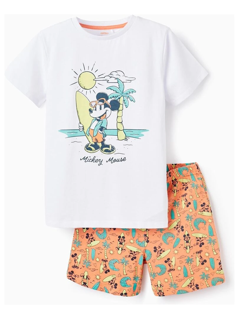 Pyjama en coton pour garçon 'Mickey' manches courtes MICKEY Blanc