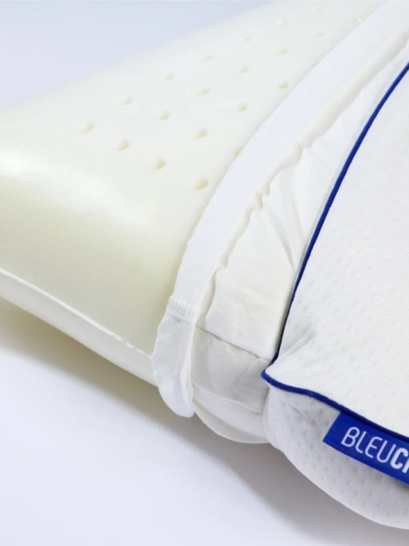 Bleu Câlin   Oreiller ergonomique mémoire forme bio   Blanc