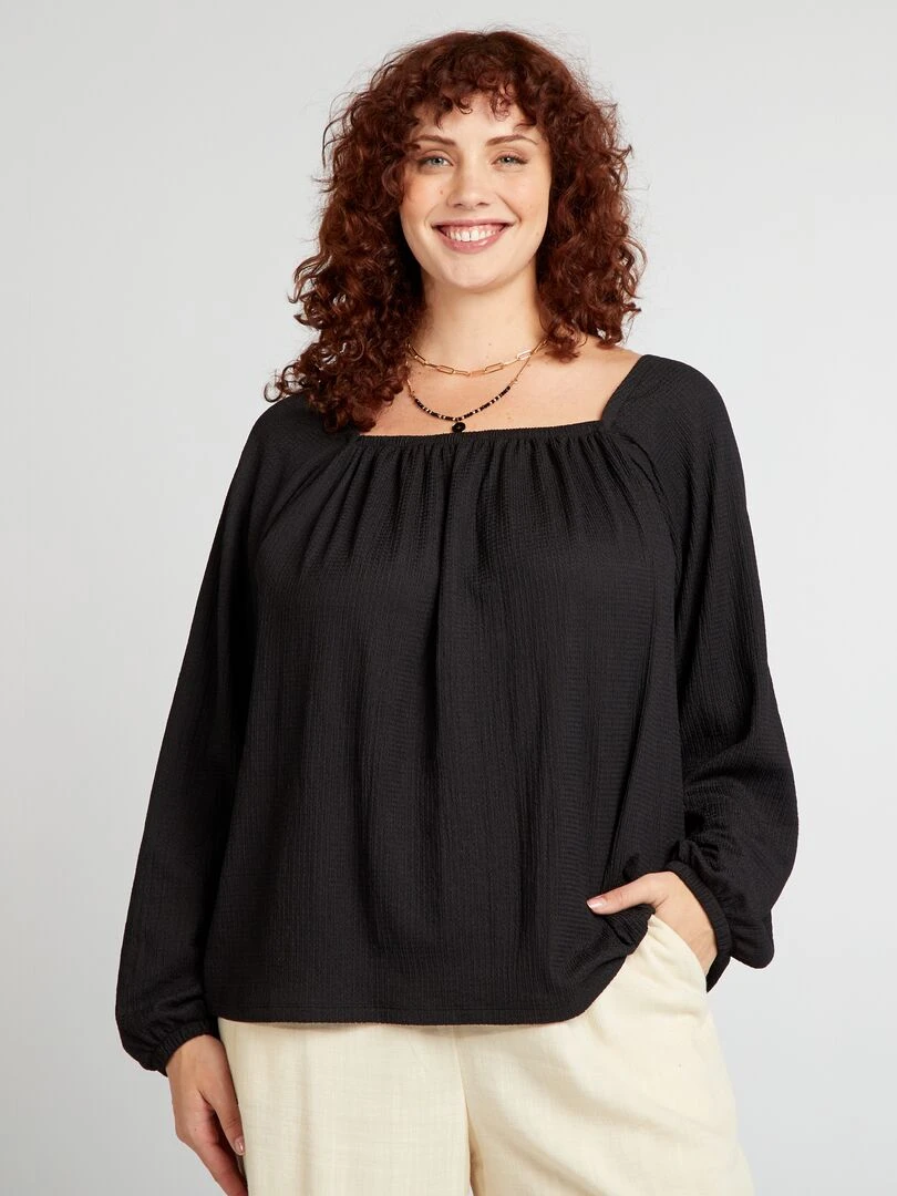 Blouse en maille crêpe noir