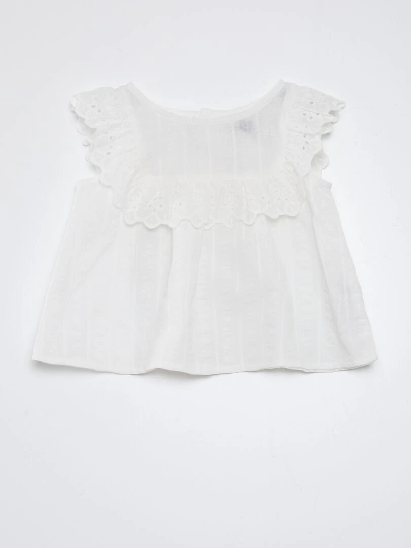 Blouse sans manches avec broderies anglaises Blanc