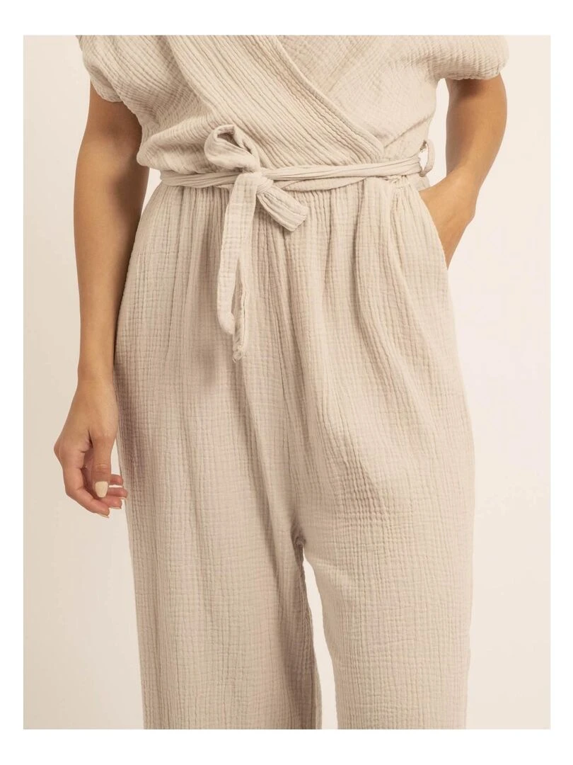 Combi pantalon gaze de coton EROLIE   Beige