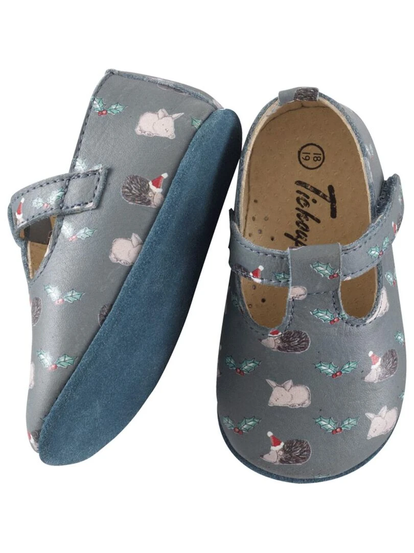 Chaussures bébé cuir souple Star   Vert