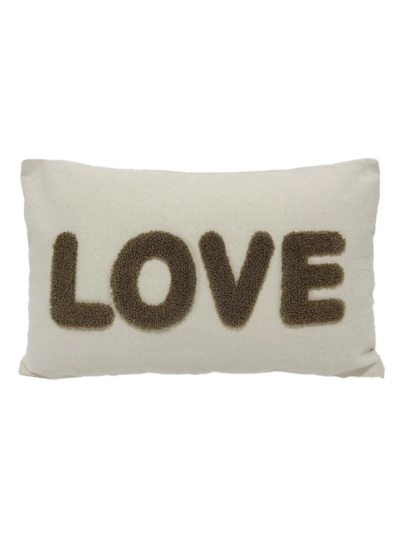 Coussin en bouclette Love Beige