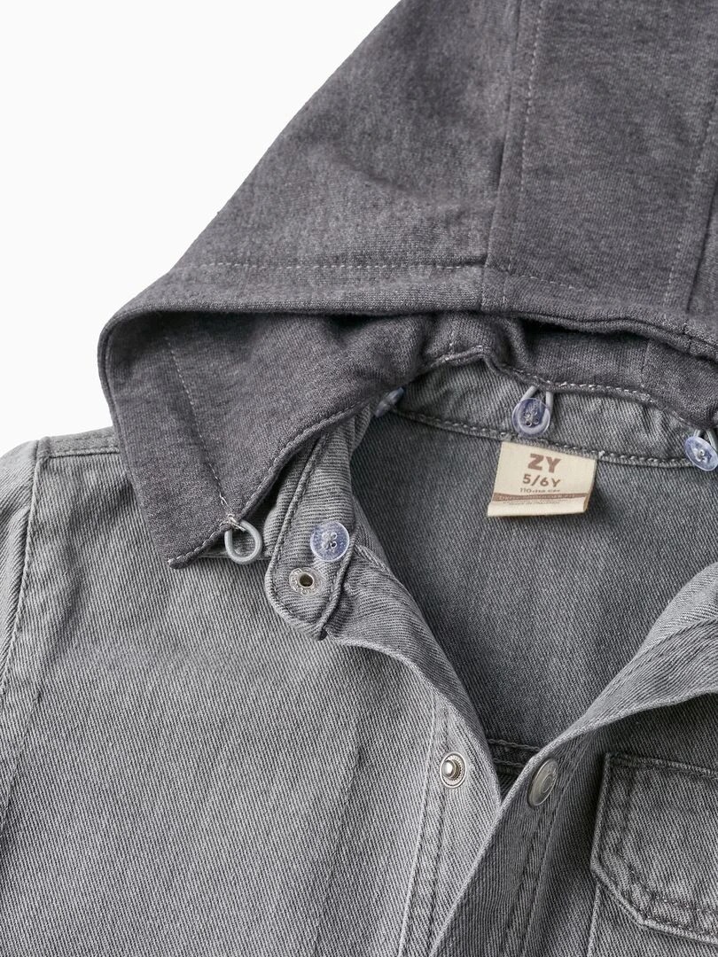Veste en Jean avec Capuche Amovible pour Garçon manches longues   Vert