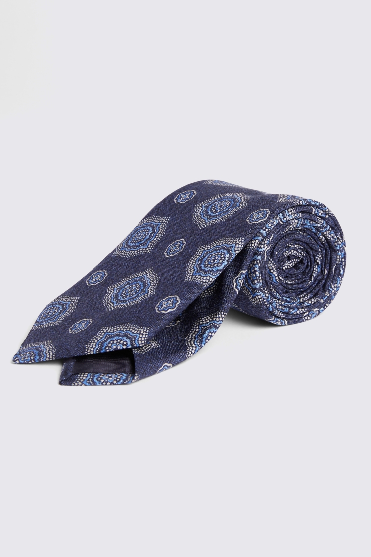 Bottinelli Navy Silk Jumbo Medallion Tie Buy Online at Moss