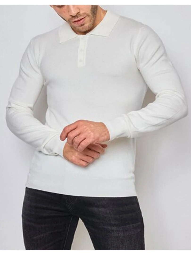 Pull col polo Kebello Blanc Blanc