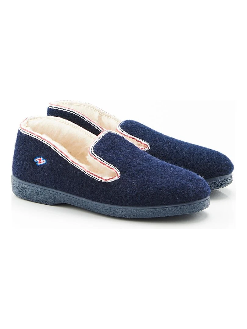 Charentaises carreaux ou unies Thermolactyl Damart Bleu marine