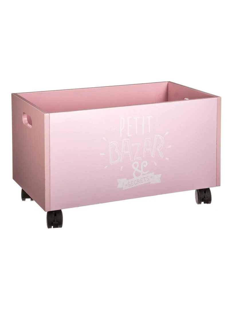 Coffre de rangement à roulettes rose Rose