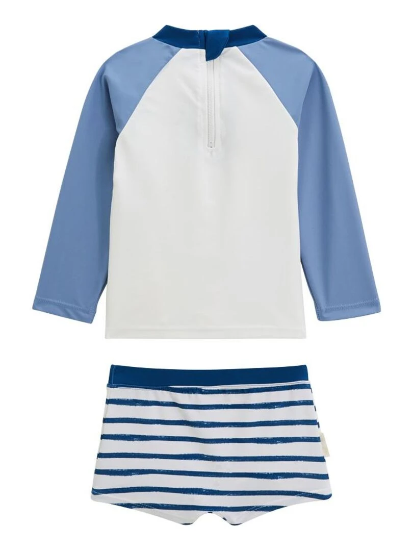 Maillot de bain bébé 2 pièces t shirt de protection UV & boxer Saint Malo   Bleu
