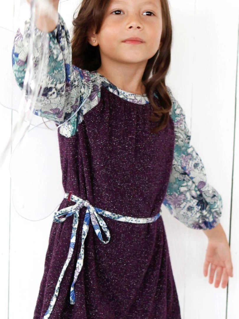 Robe Violette Fleurie Bleu/Lilas Fille ELISA 'LA FAUTE A VOLTAIRE' Bleu Jaune Blanc