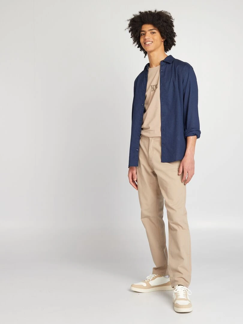 Polo en piqué de coton uni   Beige