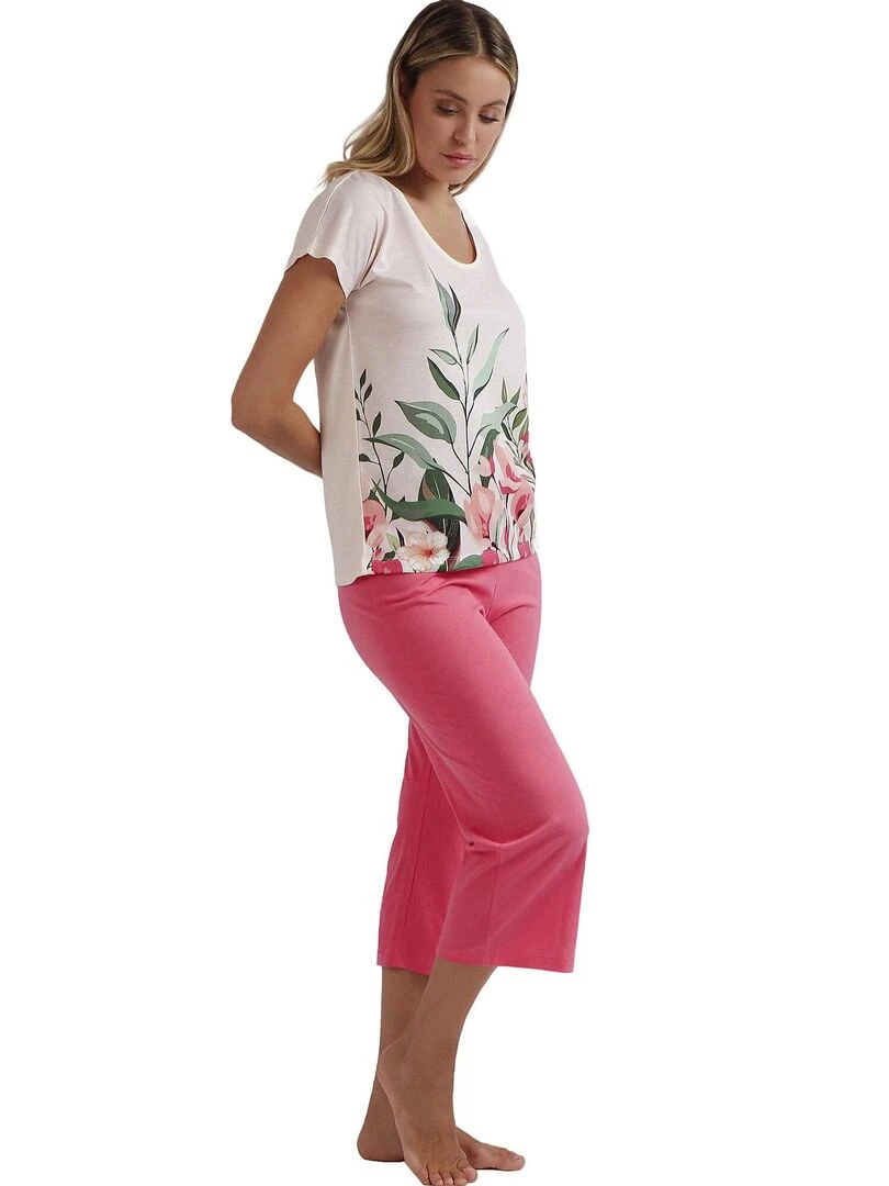 Pyjama pantalon palazzo t shirt Let It Grow   Rose