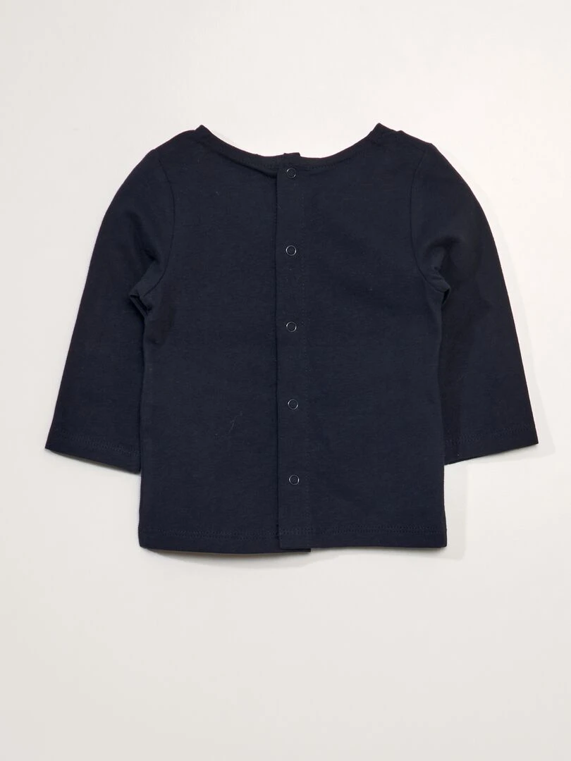 Tee shirt manches longues imprimé en bouclette   Bleu marine