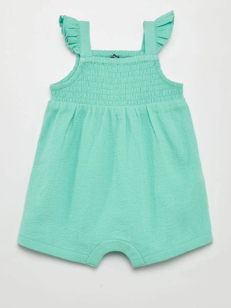 Combi short en maille gaufrée Vert