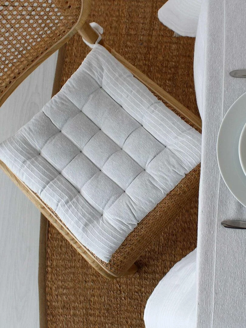 Galette piquée en coton recyclé   Blanc