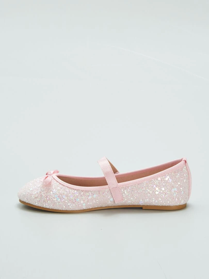 Ballerines pailletées à mini talonette   Rose