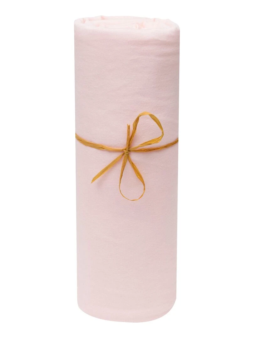 Drap housse bébé extensible 100% jersey bio peigné 'P'tit Basile' Rose clair