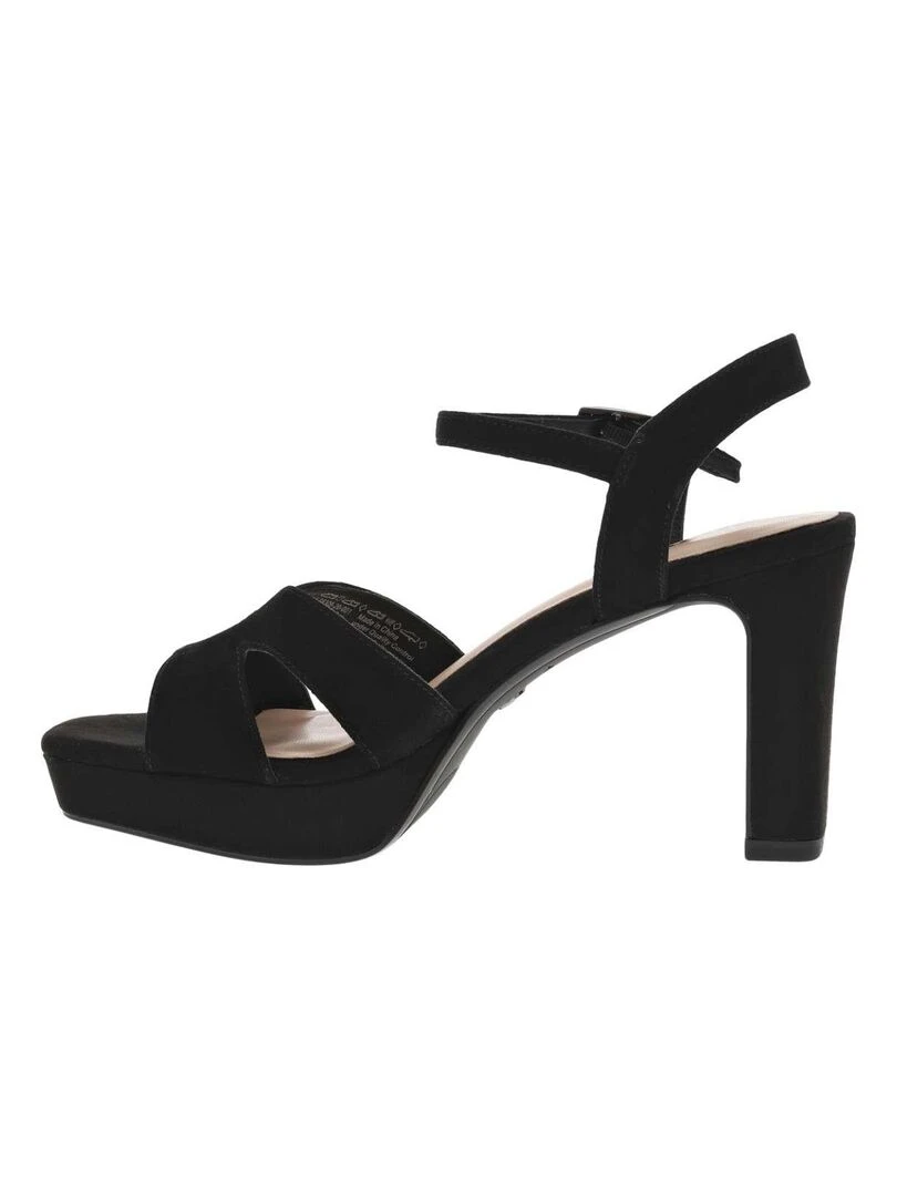 TAMARIS   Nu pieds cuir talon bloc   Noir