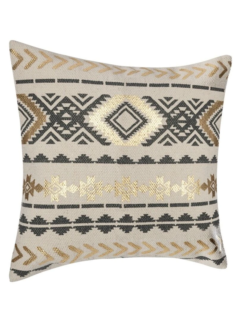 Housse de coussin 40x40 gris etnik gold Multicolore