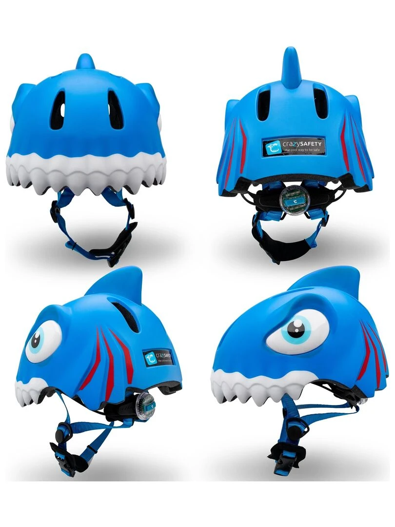 Casque de Vélo pour enfants   Requin Bleu   Crazy Safety   Certifié EN1078   Bleu Bleu