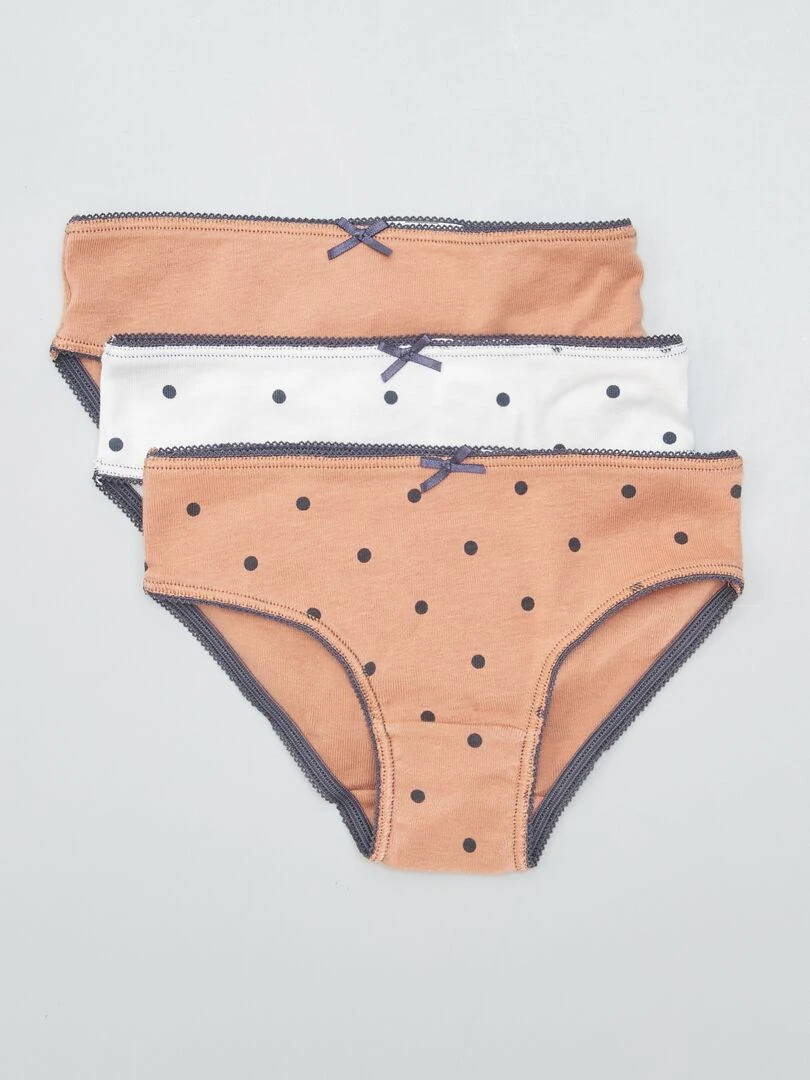 Lot de 3 culottes en jersey Blanc/marron