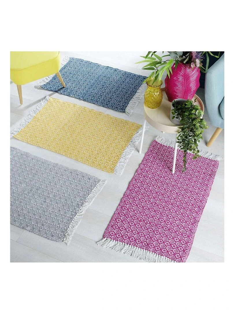 Tapis rectangle à franges Pithaya Rose