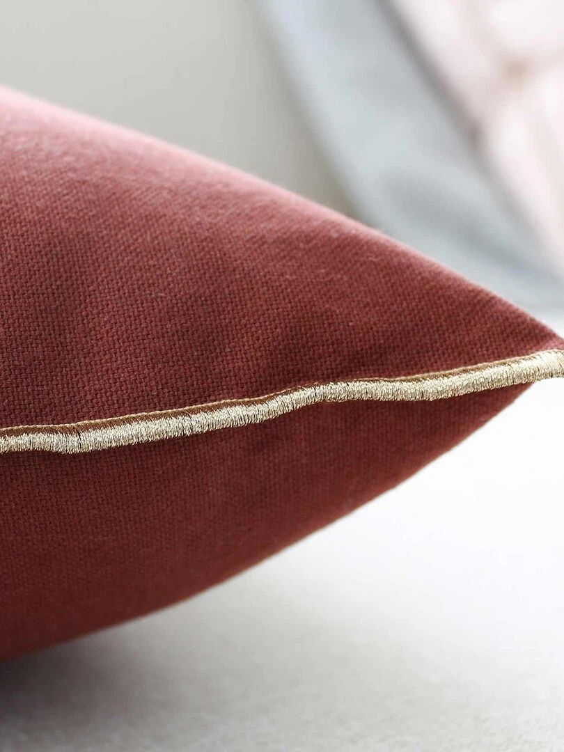 Coussin déhoussable uni au style chic Rouge foncé