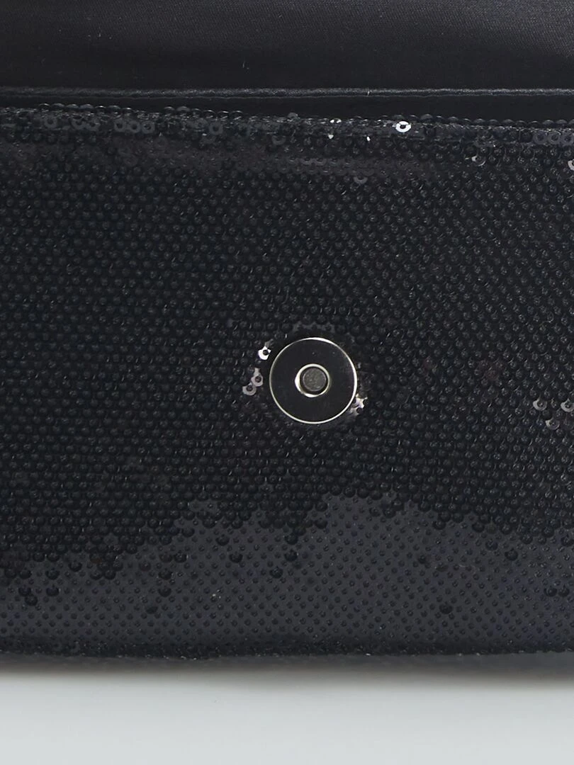 Sac bandoulière en sequins   Noir