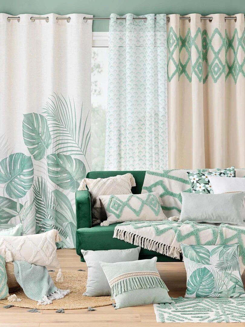 Coussin déhoussable à motifs tuftés   Vert sapin