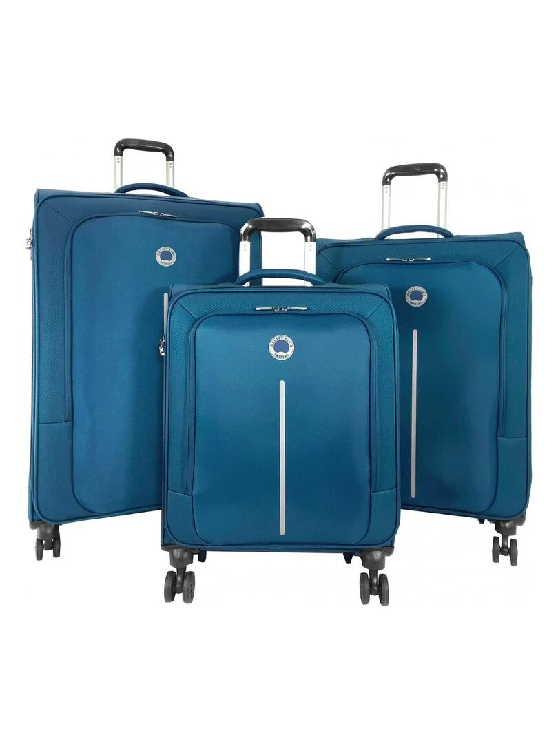 Lot 3 valises souples Caracas dont une valise cabine ABS Bleu