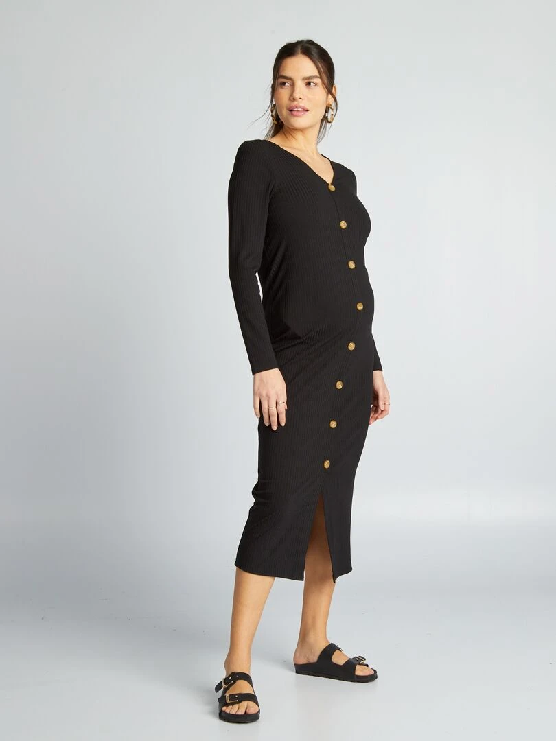 Robe grossesse maille côtelée noir