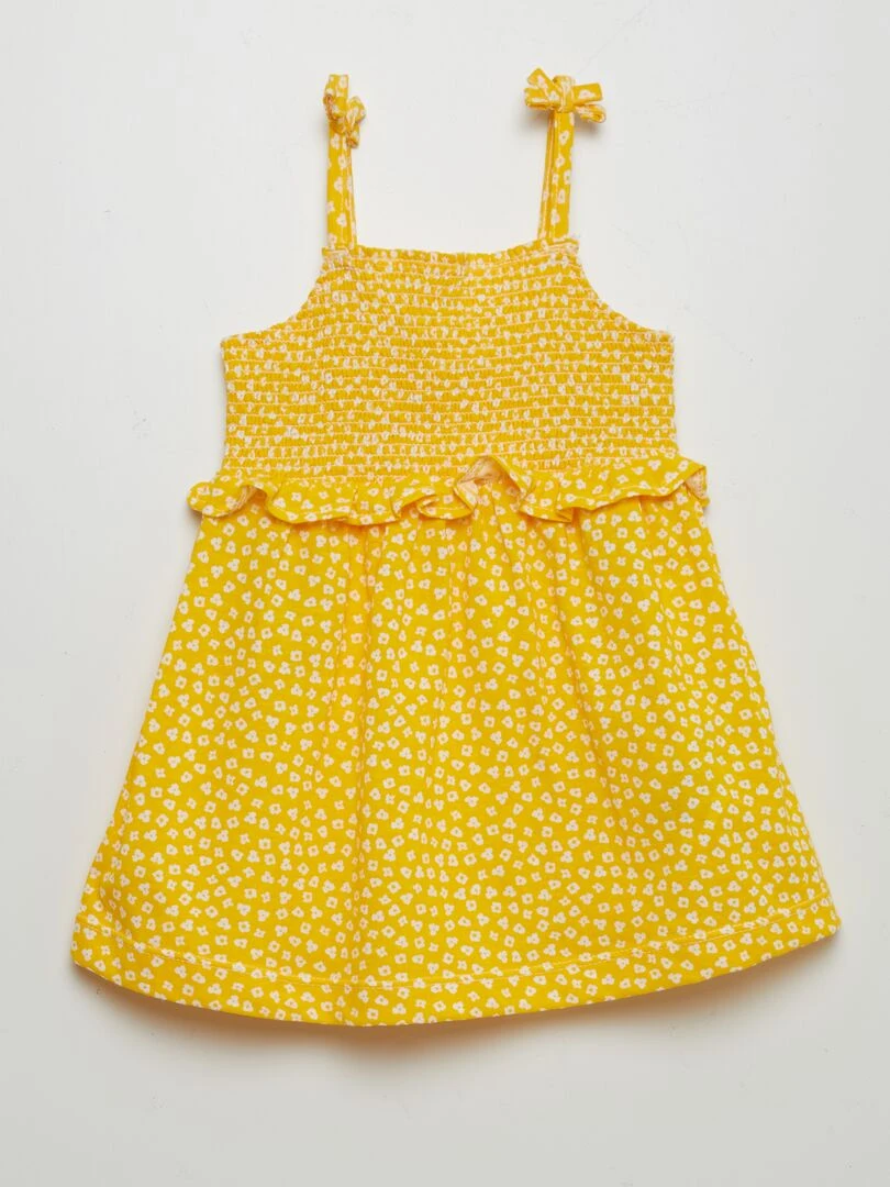 Robe à bretelles avec base volantée Jaune