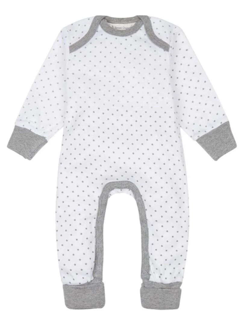 Combinaison Bébé Bio Pois Gris Blanc