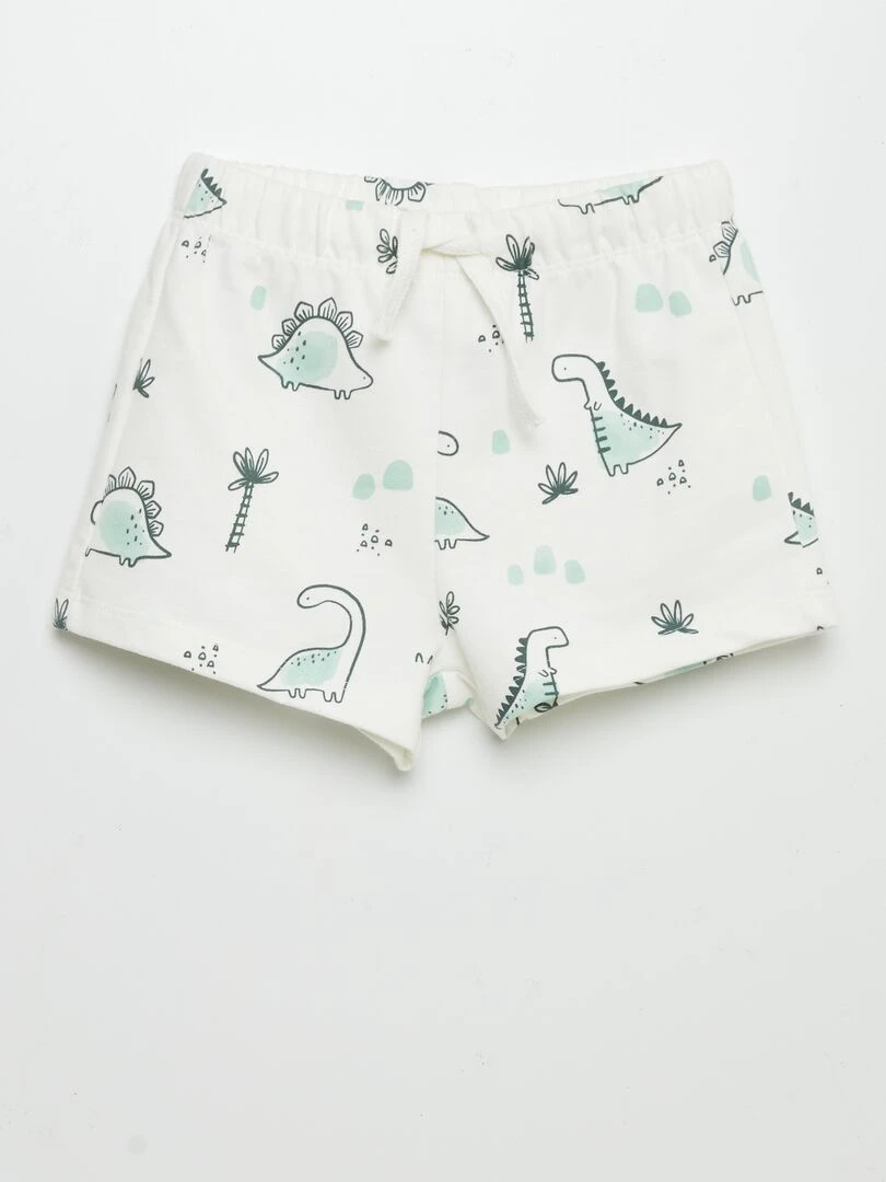 Ensemble t shirt + short en french terry   2 pièces   Blanc