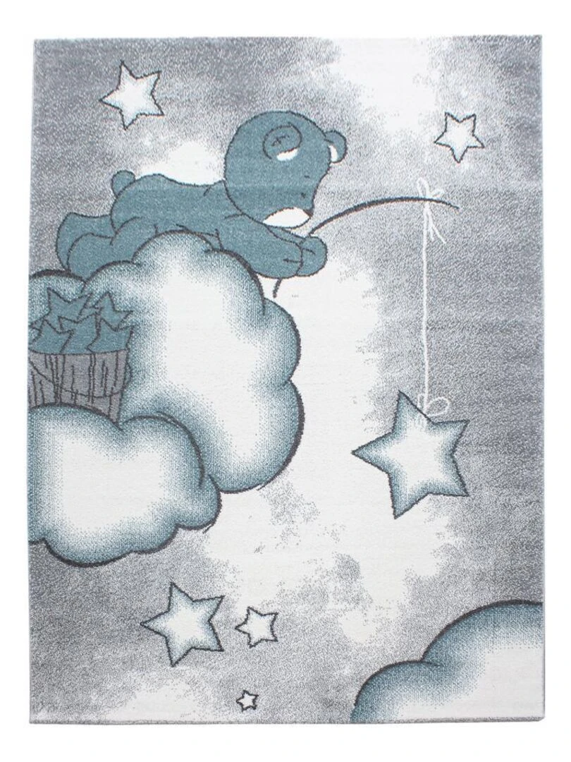 Tapis enfant KID'S SKY en polypropylène doux et soyeux OEKO TEX® Bleu