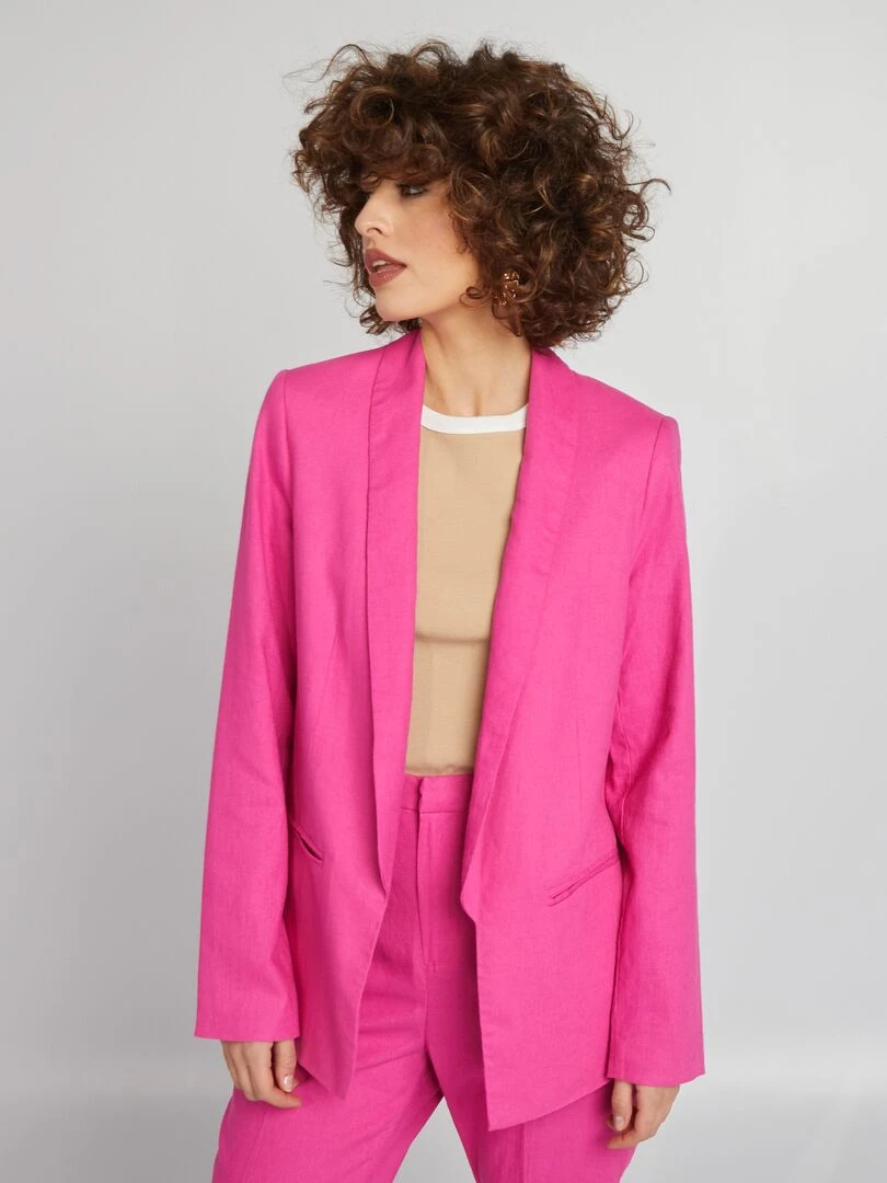 Veste tailleur en lin Rose