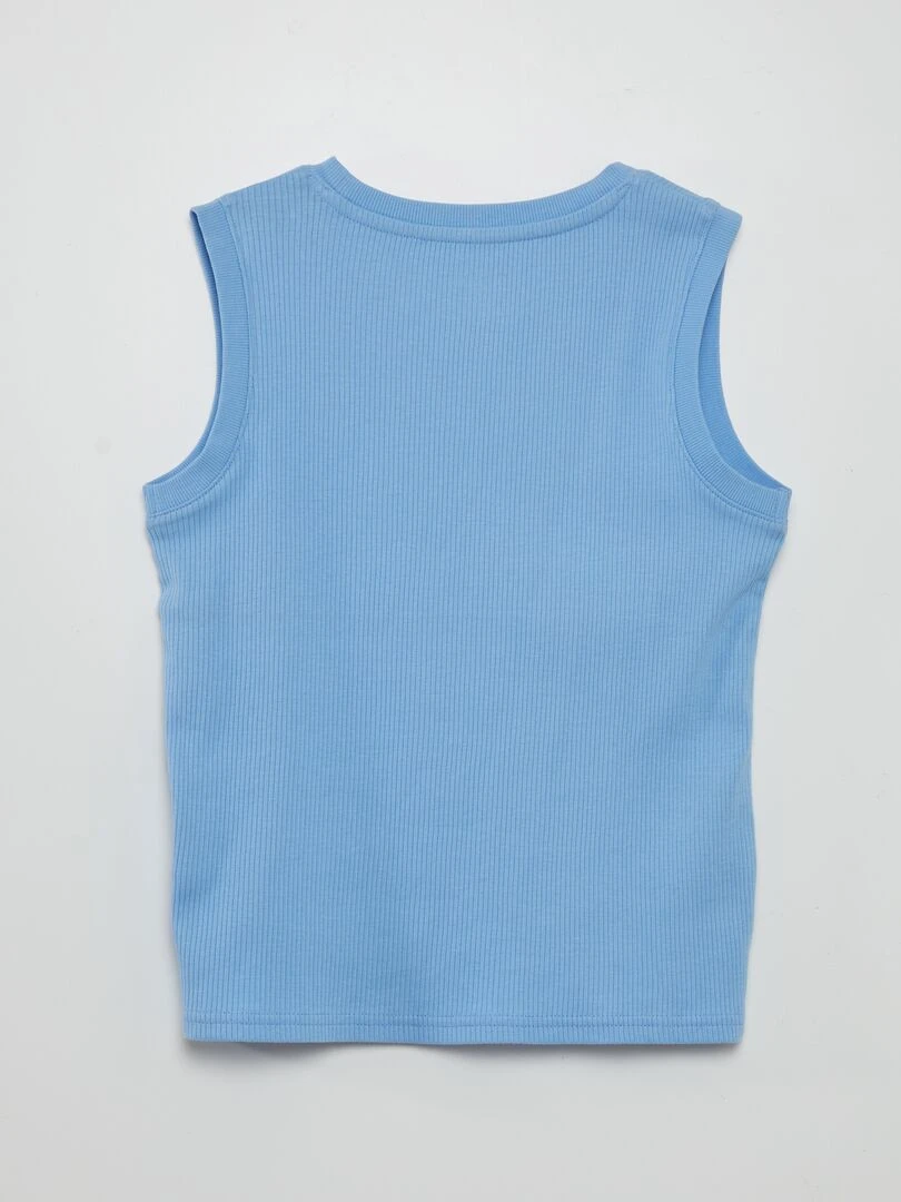 Débardeur côtelé avec imprimé   Bleu
