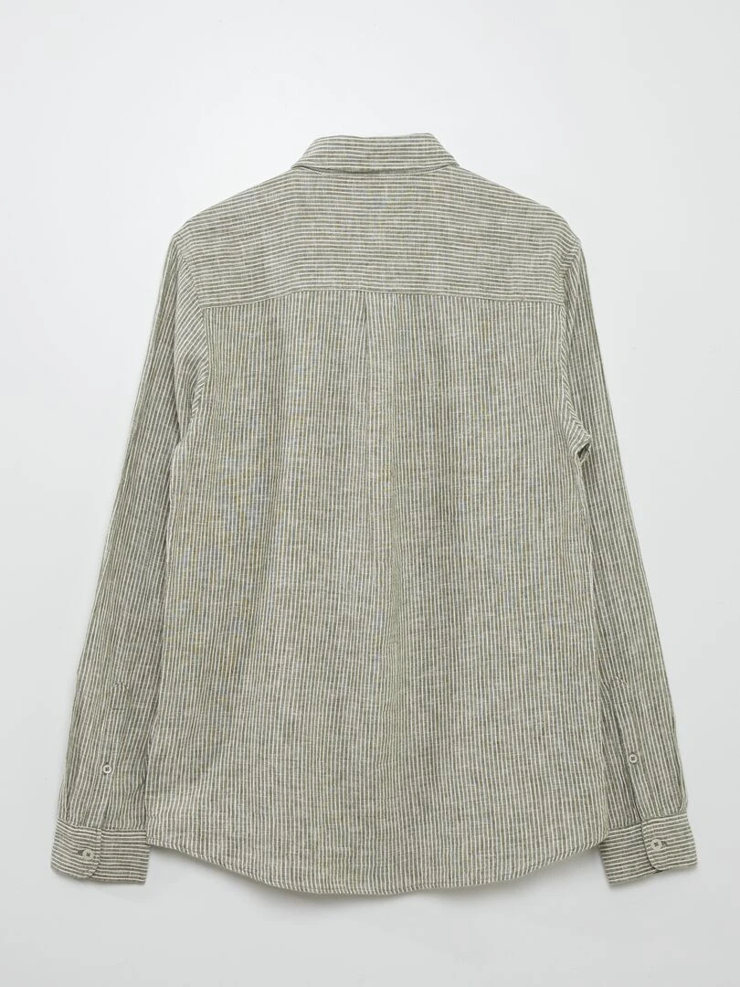 Chemise à rayures avec lin Kaki/blanc