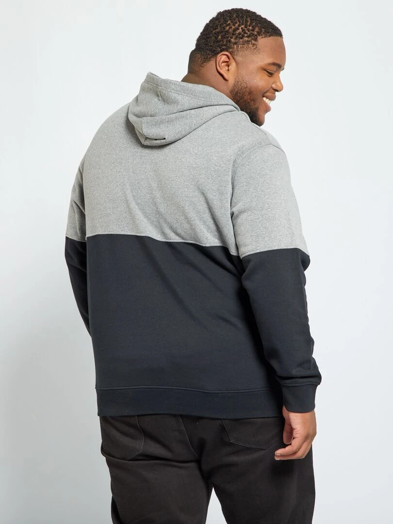 Sweat à capuche en molleton bicolore Gris