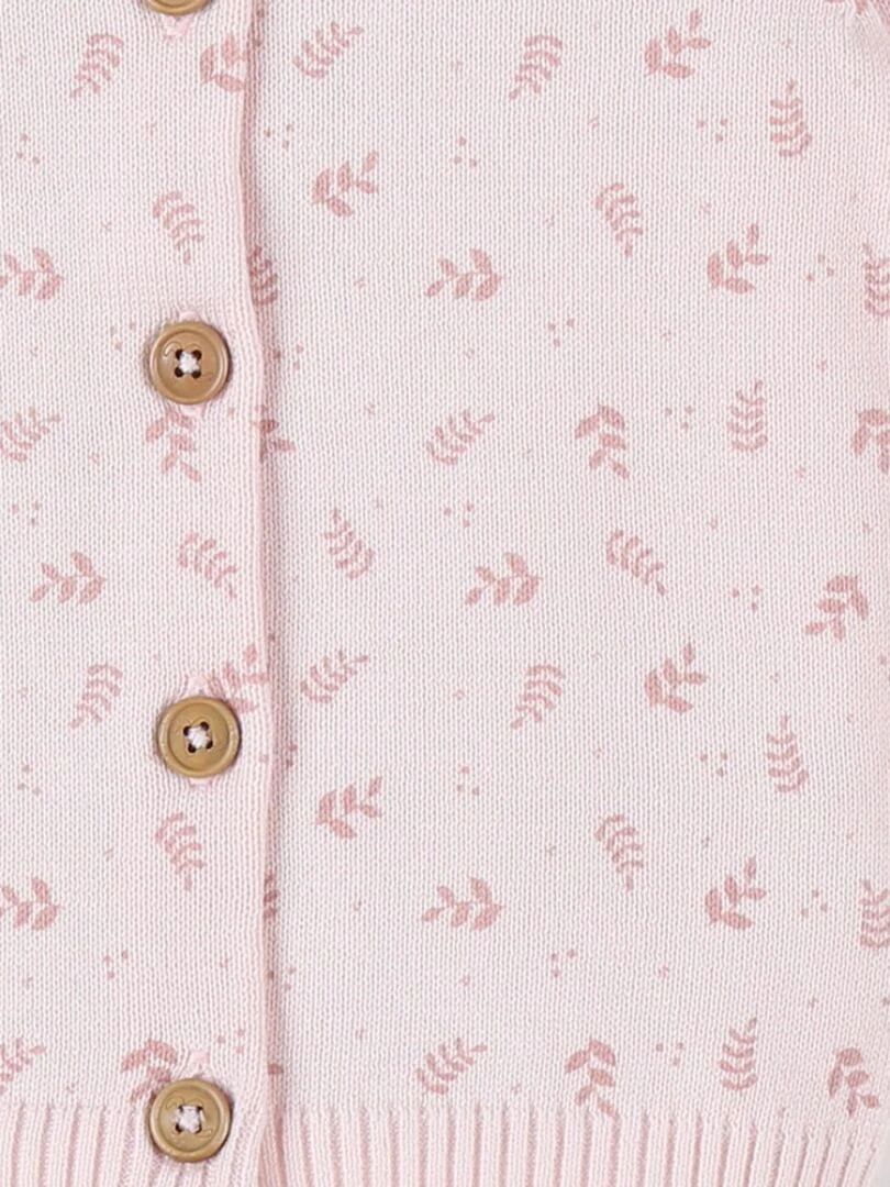 Cardigan imprimé végétal en tricot bio fin  clair   Noukie's   Rose