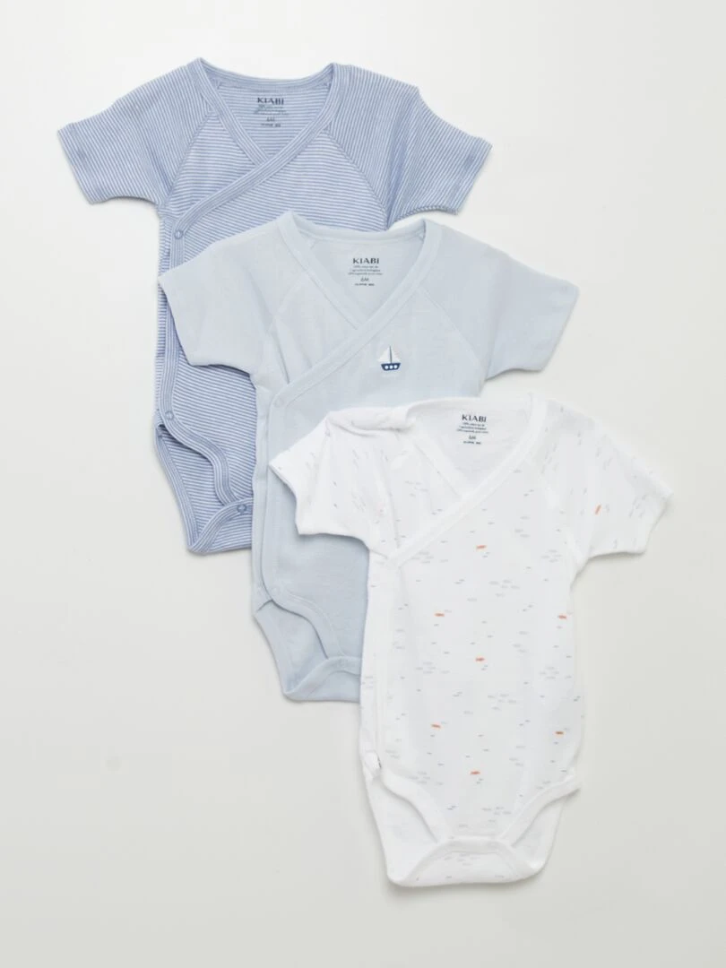 Lot de 3 bodies fantaisie Bleu ciel