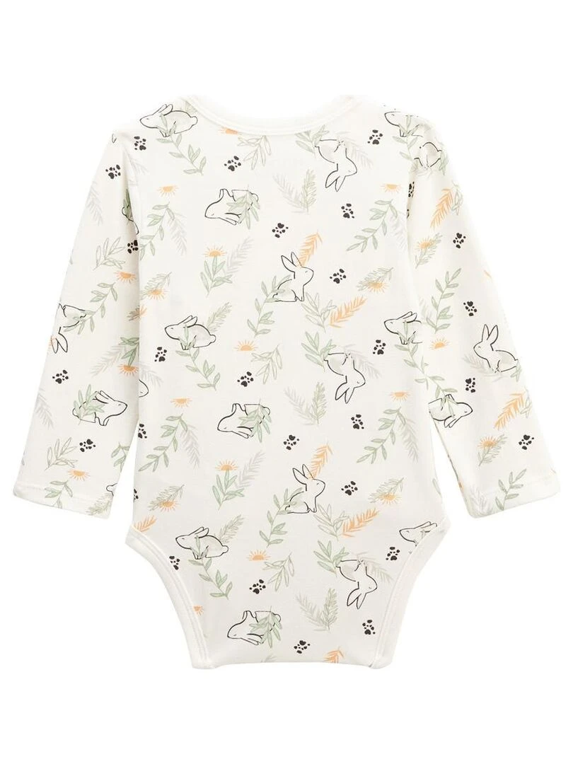 Lot de 2 bodies bébé manches longues ouverture croisée Frimousse   Ecru