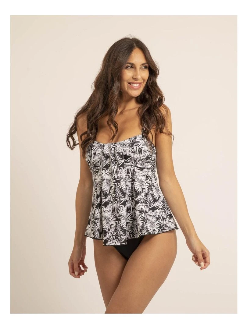 Maillot 2 pièces tankini motifs GAELLE   Noir