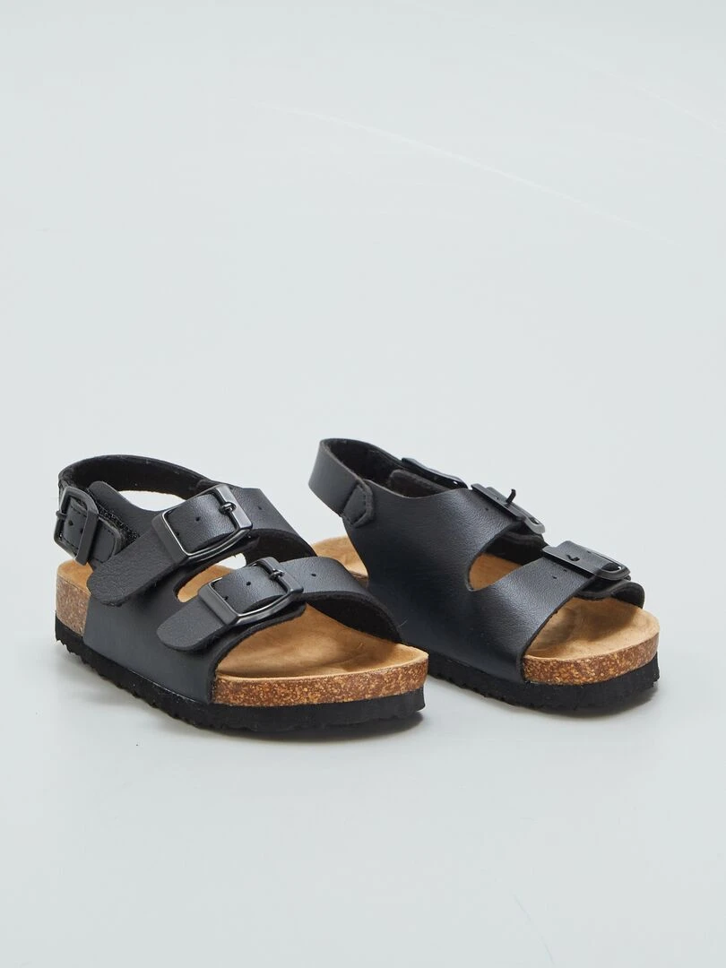 Sandales avec brides à scratch à la cheville noir